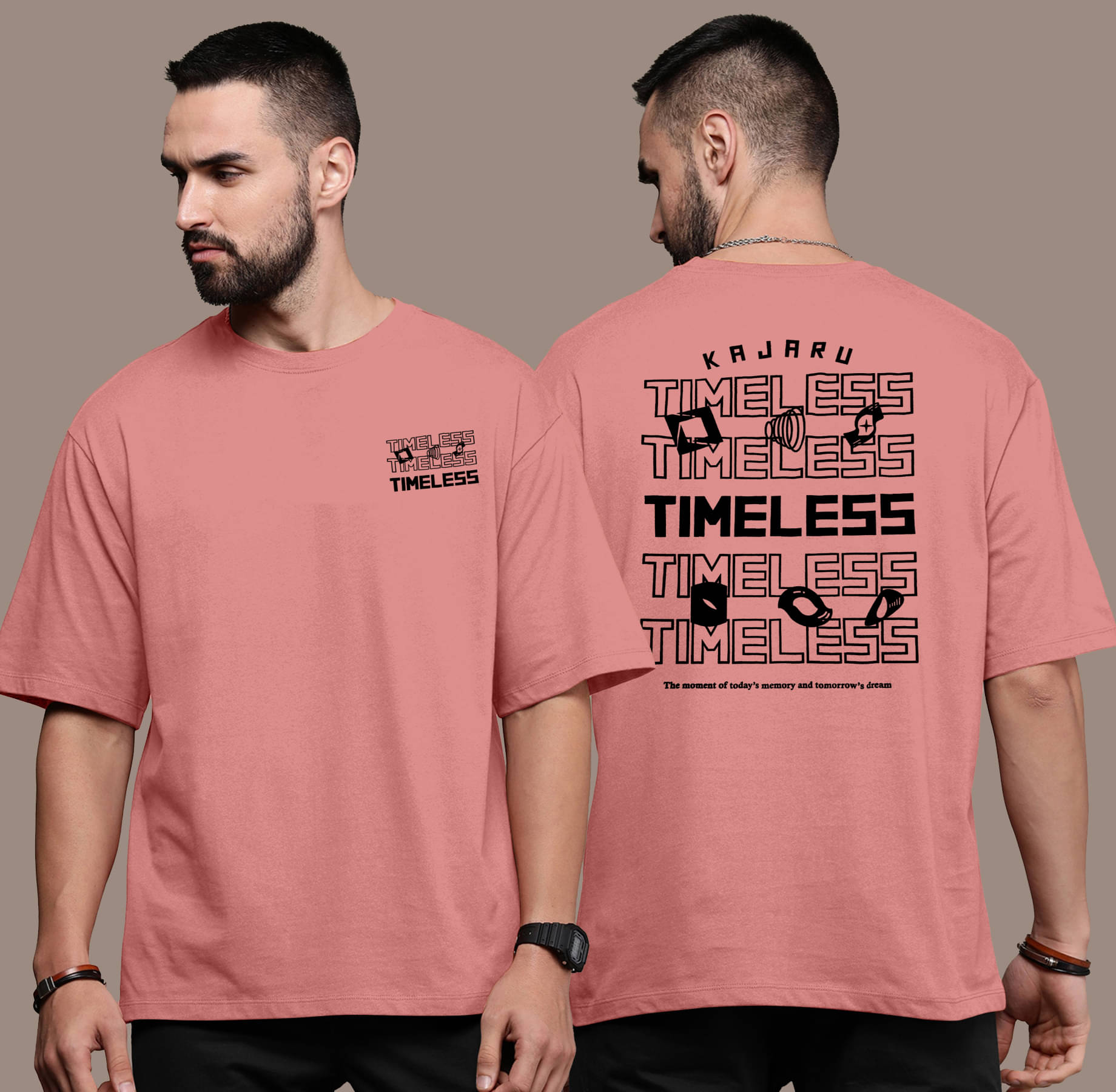     			KAJARU Pack of 1 Polyester Oversized Fit Men's T-Shirt ( Pink )