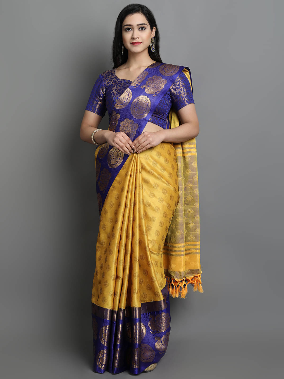 Awesome Banarasi Silk Embellished Saree With Unstitched Blouse Piece ( Yellow ) Awesome Banarasi Silk Embellished Saree With Unstitched Blouse Piece ( Yellow )