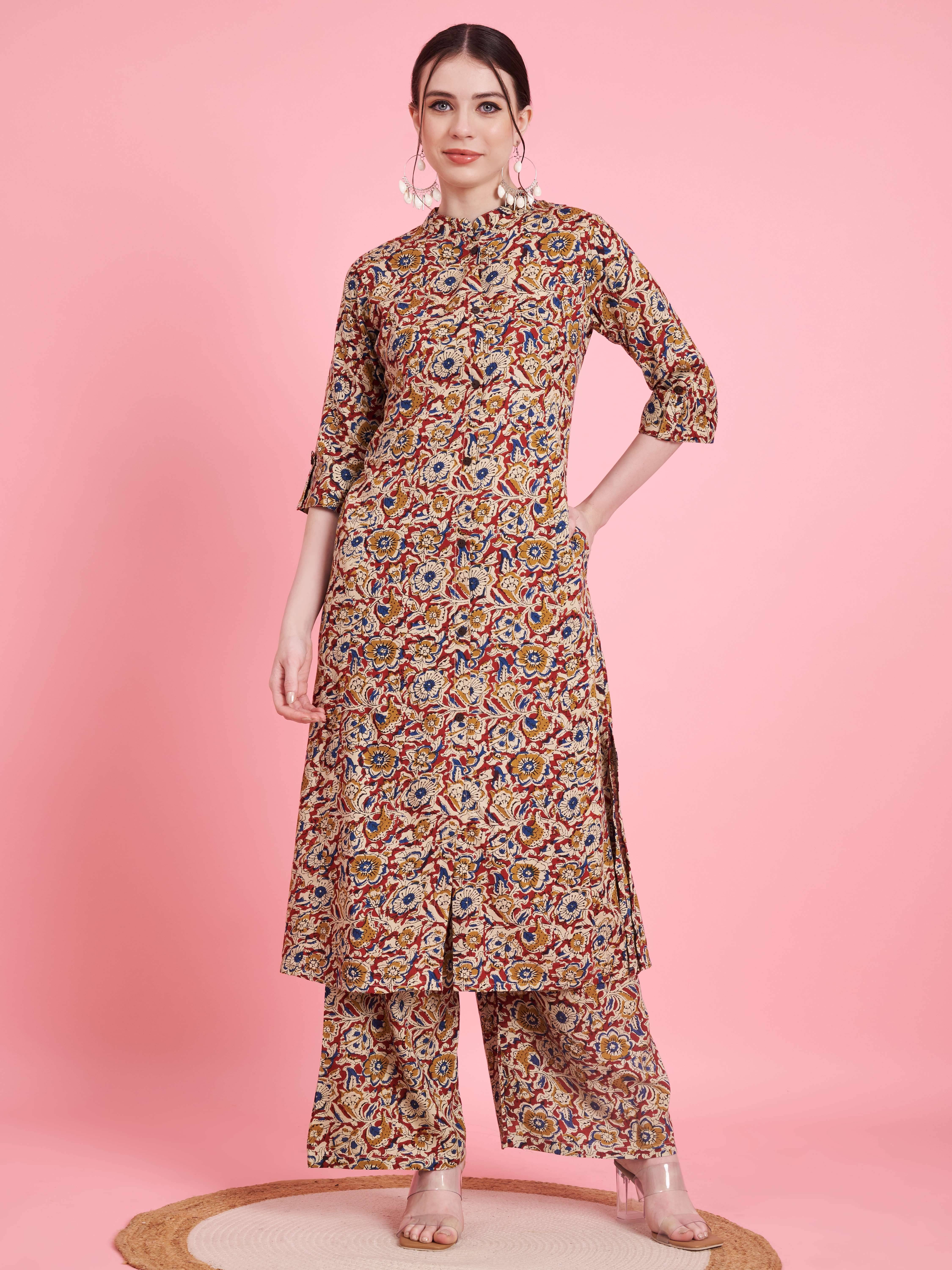 Vbuyz Rayon Printed Kurti With Palazzo Women's Stitched Salwar Suit - Maroon ( Pack of 1 ) Vbuyz Rayon Printed Kurti With Palazzo Women's Stitched Salwar Suit - Maroon ( Pack of 1 )