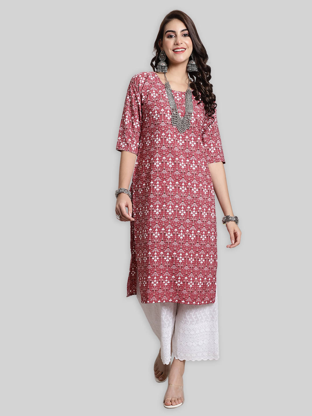 7Threads Crepe Printed Straight Women's Kurti - Peach ( Pack of 1 ) 7Threads Crepe Printed Straight Women's Kurti - Peach ( Pack of 1 )