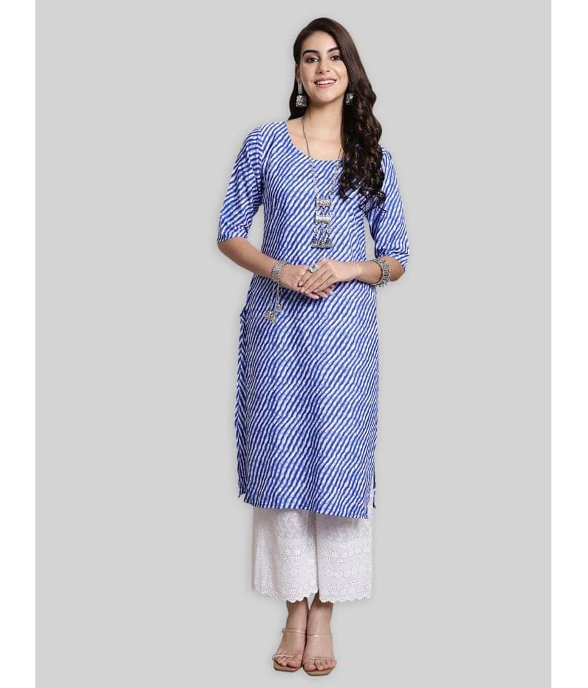 7Threads Crepe Striped Straight Women's Kurti - Blue ( Pack of 1 ) 7Threads Crepe Striped Straight Women's Kurti - Blue ( Pack of 1 )