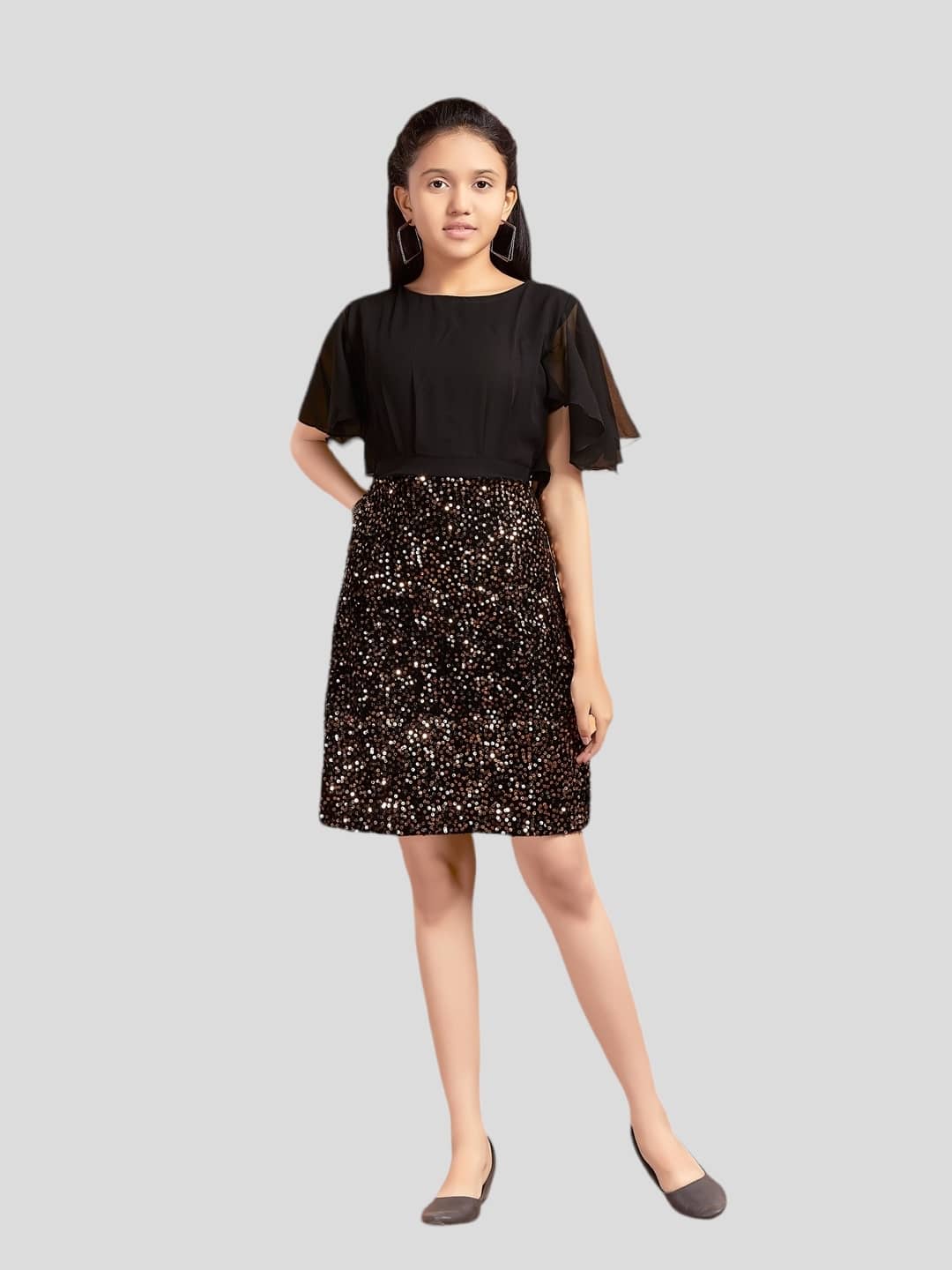 Aarika Velvet A-line Dress For Girls ( Pack of 1 , Peach )