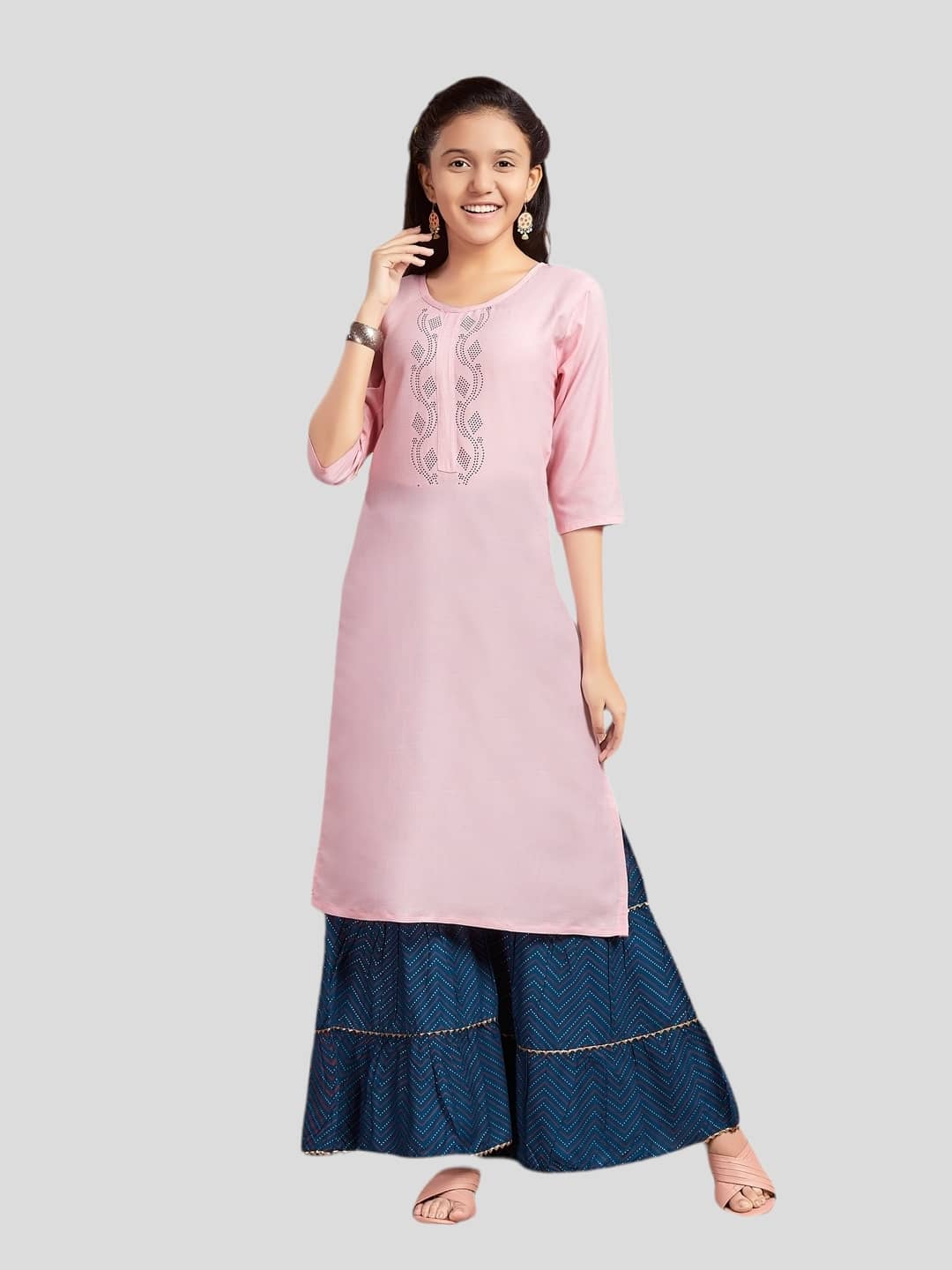 Aarika Girls Cotton Kurta and Sharara Set ( Pack of 1 , Pink )