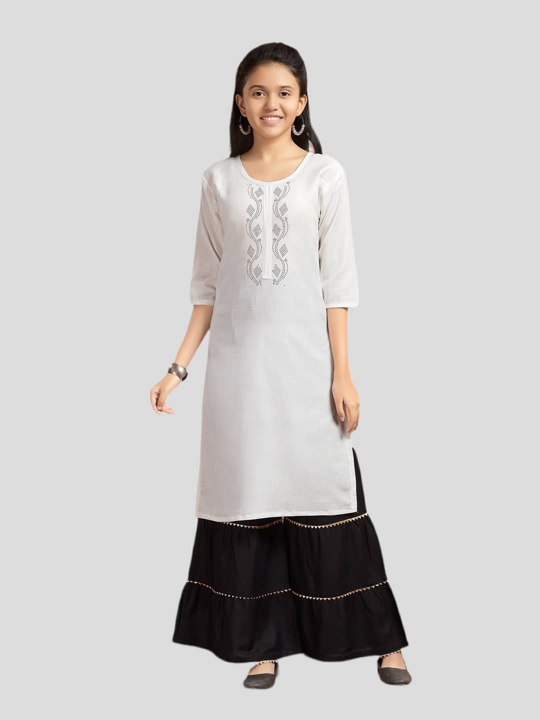 Aarika Girls Cotton Kurta and Sharara Set ( Pack of 1 , White )
