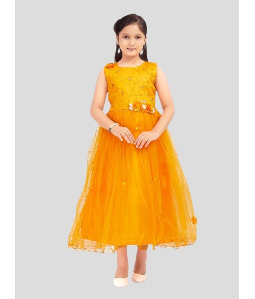 Aarika Net Fit And Flare Dress For Girls ( Pack of 1 , Yellow ) Aarika Net Fit And Flare Dress For Girls ( Pack of 1 , Yellow )