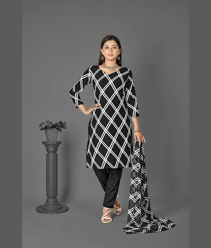 Kashvi Unstitched Crepe Checks Dress Material - Multicolor ( Pack of 1 ) - Unstitched Fabrics | Buy online on ZillyBuy