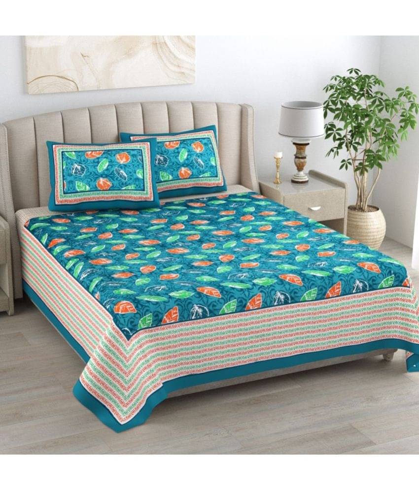 Bombay Spreads Cotton Double King Bedsheet ( Turquoise ) Bombay Spreads Cotton Double King Bedsheet ( Turquoise )
