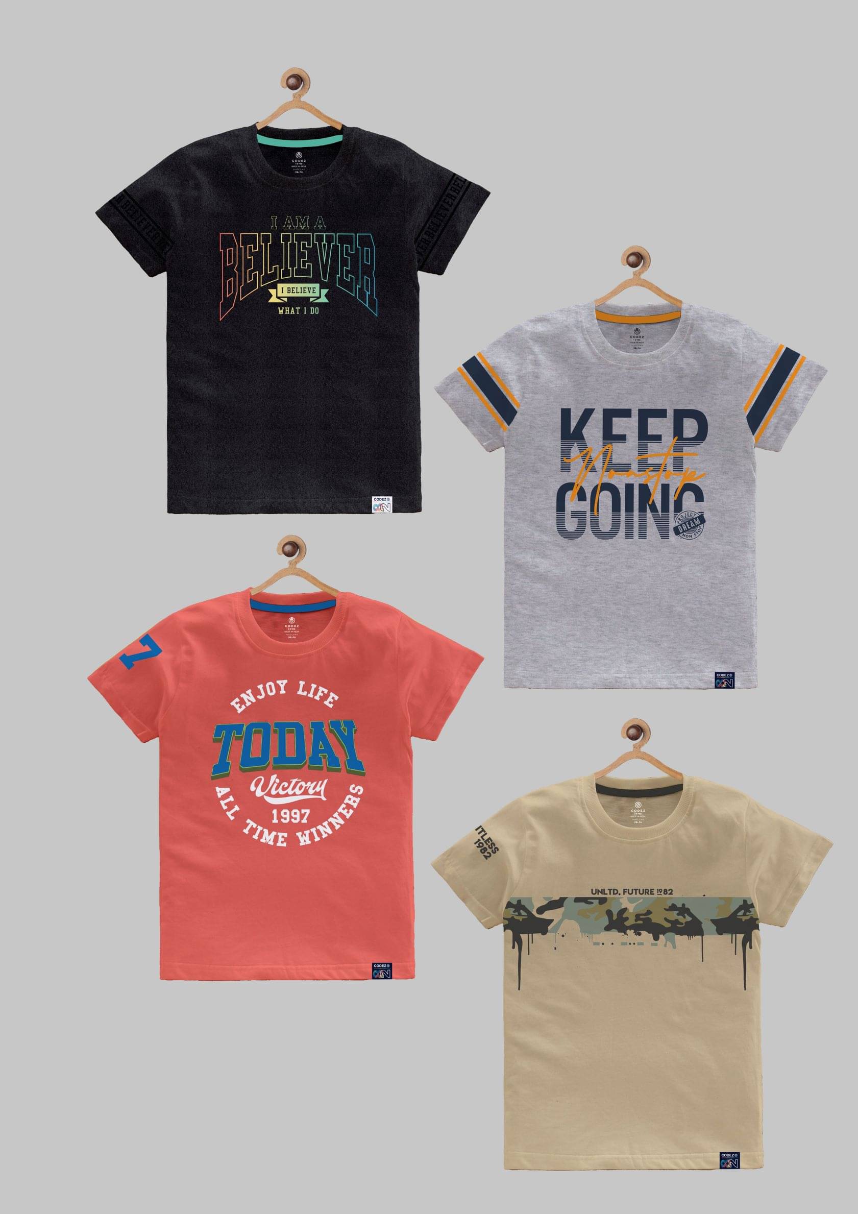     			CODEZ Pack of 1 Boys Cotton Blend T-Shirt ( Multi Color )