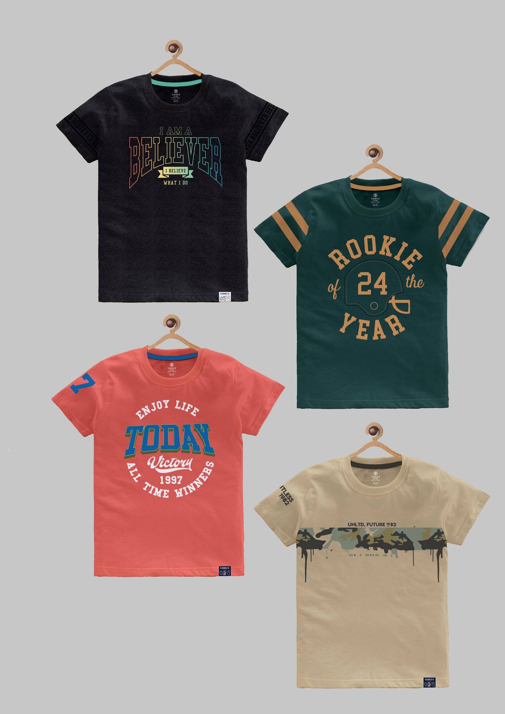     			CODEZ Pack of 4 Boys Cotton Blend T-Shirt ( Multi Color )