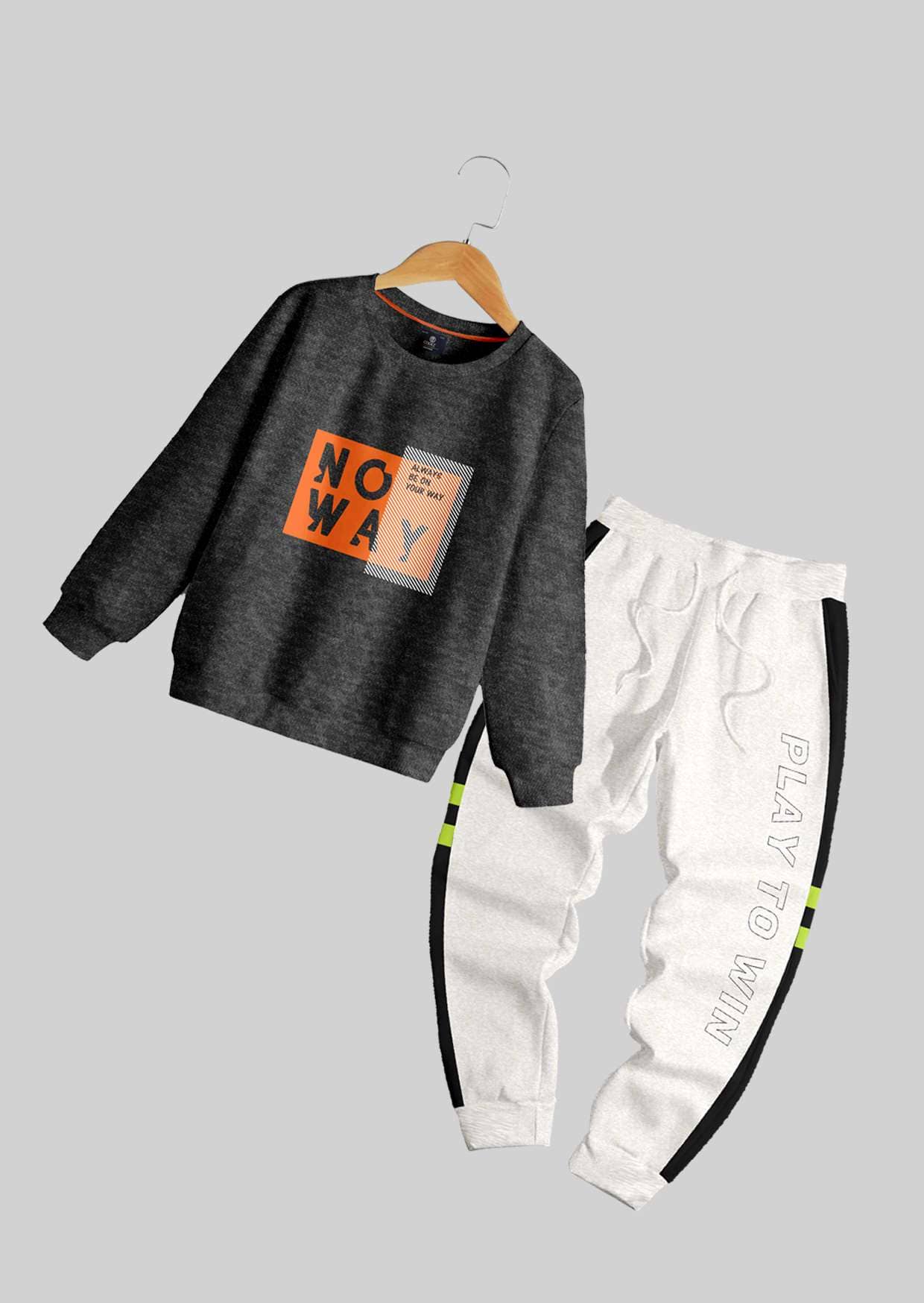 CODEZ Pack of 1 Boys Fleece Sweatshirt & Trackpant Set ( Multicolor )
