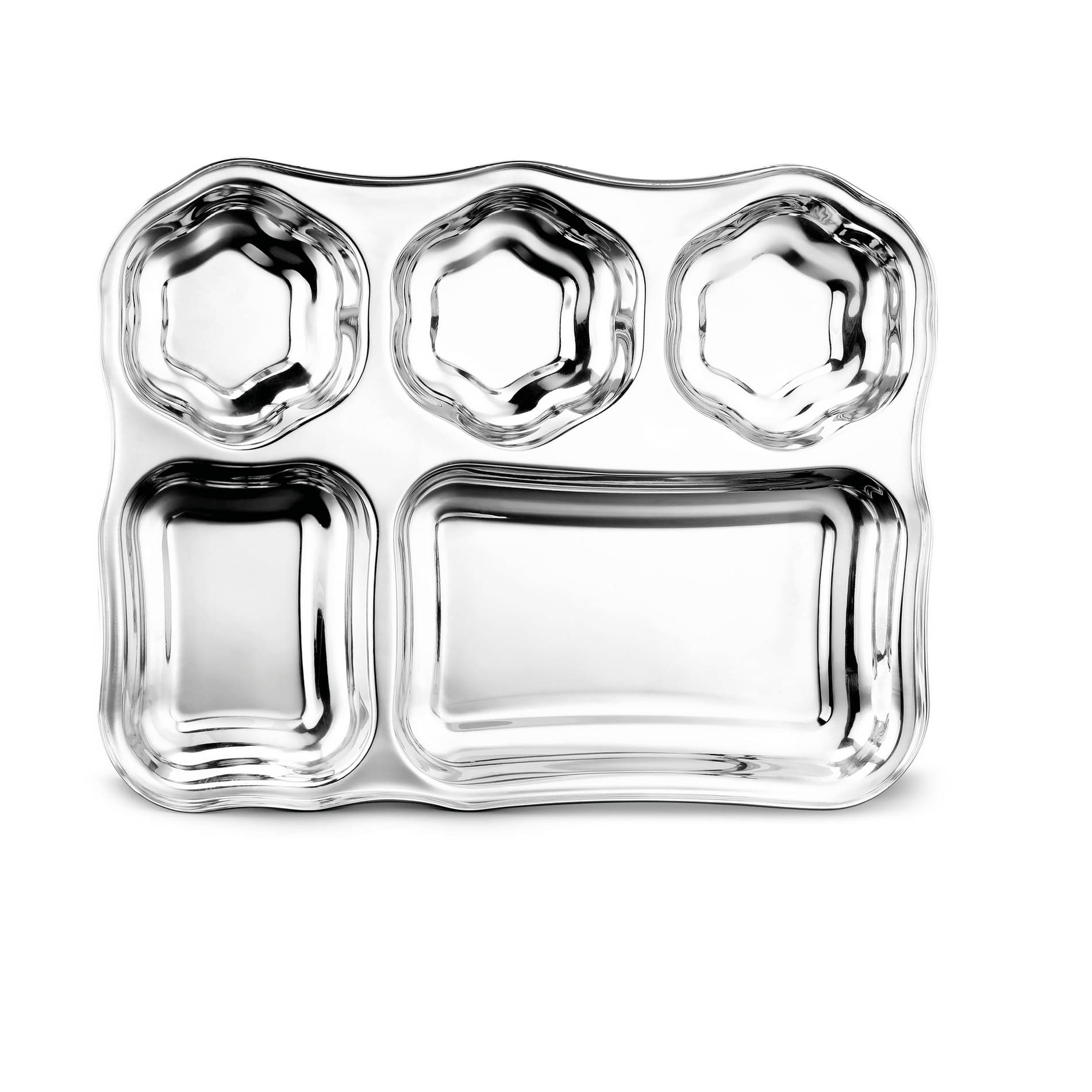 Classic Essentials 1 Pcs Stainless Steel Silver Partition Plate     			Classic Essentials 1 Pcs Stainless Steel Silver Partition Plate
