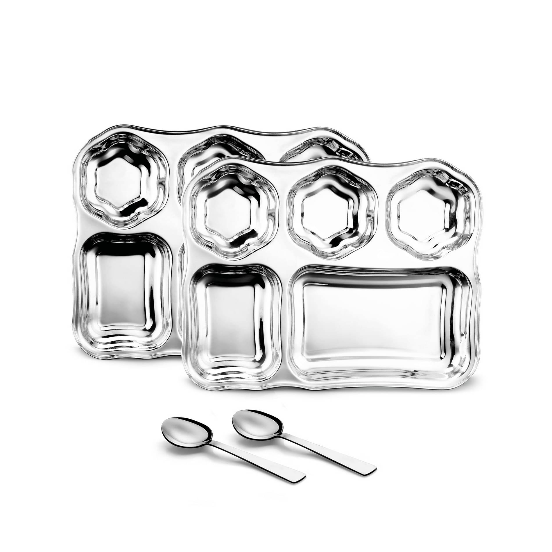     			Classic Essentials 2 Pcs Stainless Steel Silver Partition Plate