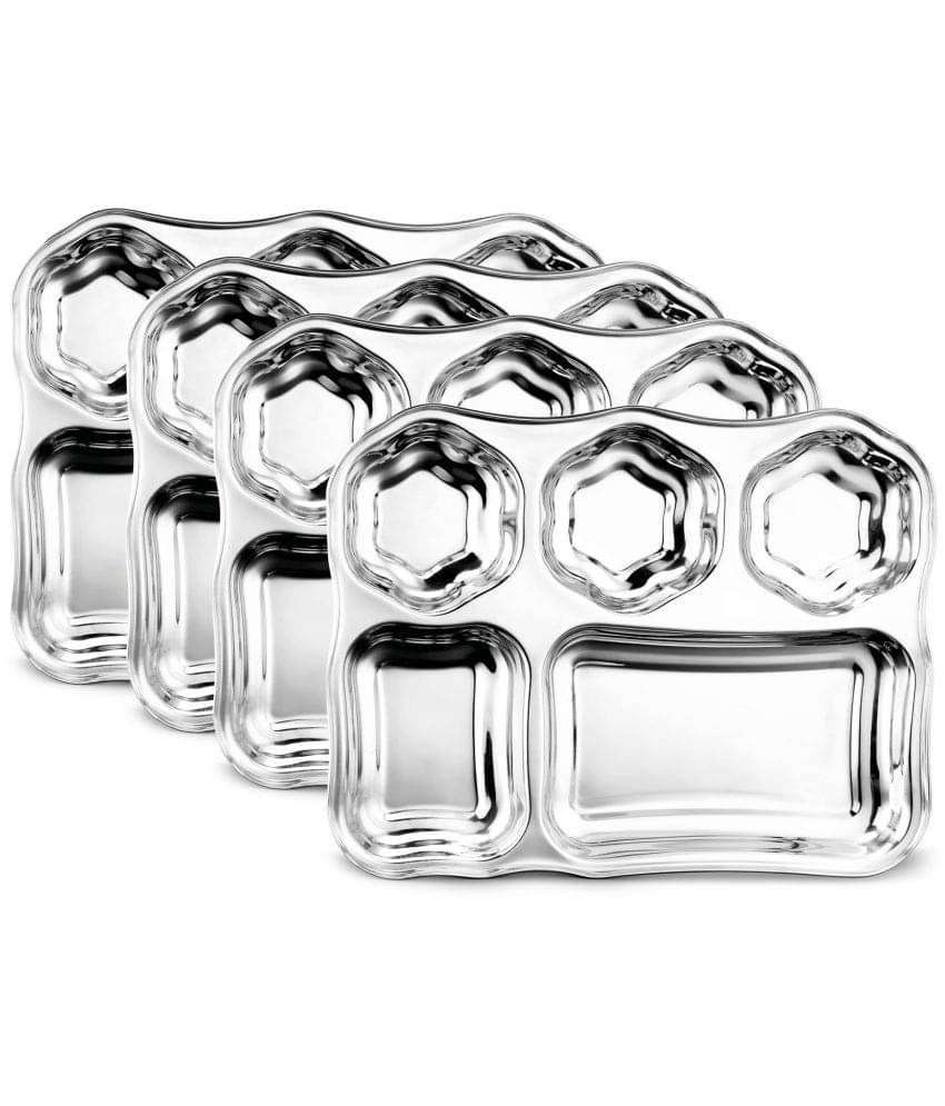     			Classic Essentials 4 Pcs Stainless Steel Silver Partition Plate