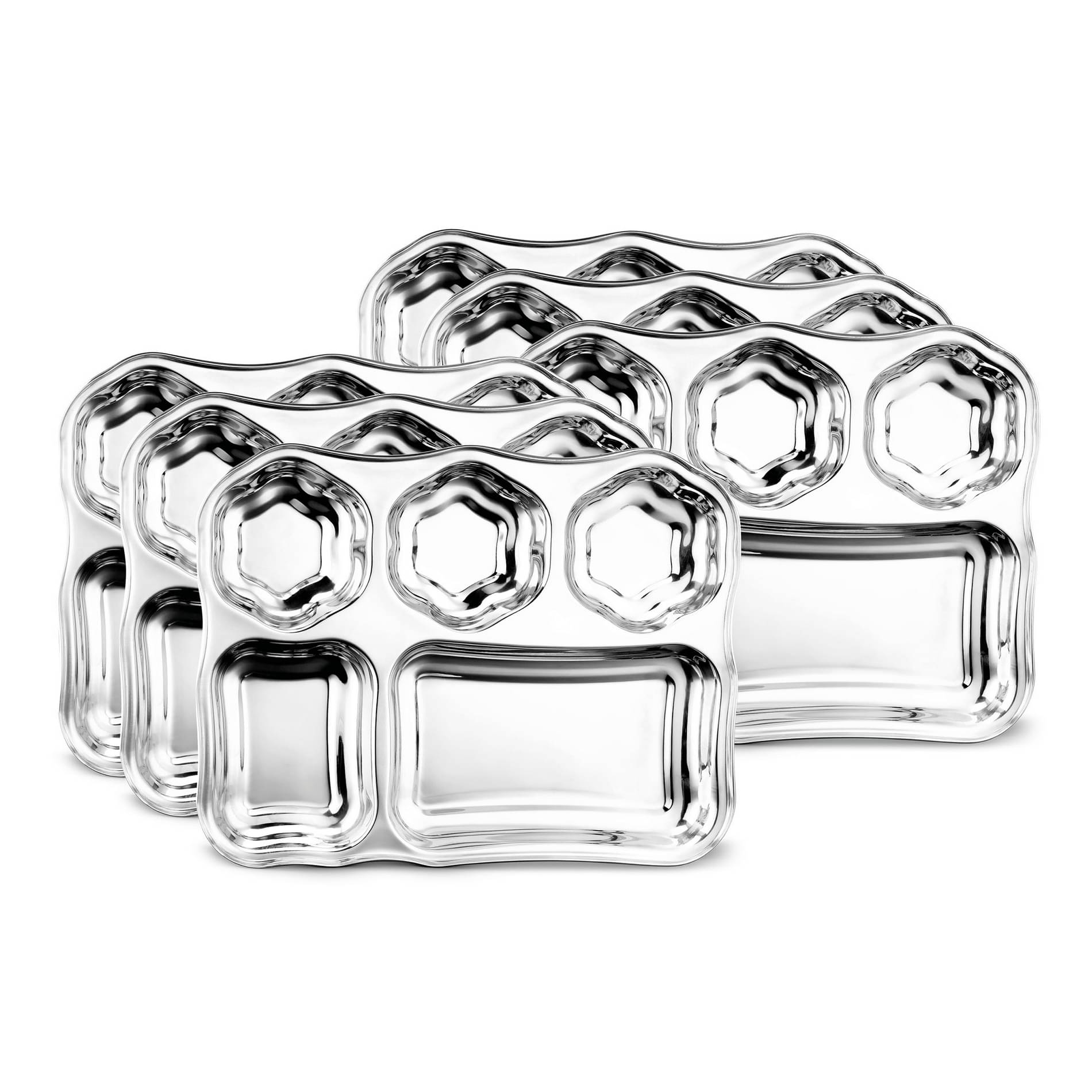     			Classic Essentials 6 Pcs Stainless Steel Silver Partition Plate