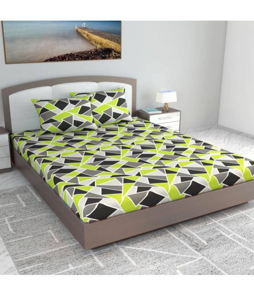     			DIVINE CASA Cotton Double King Bedsheet ( Green )