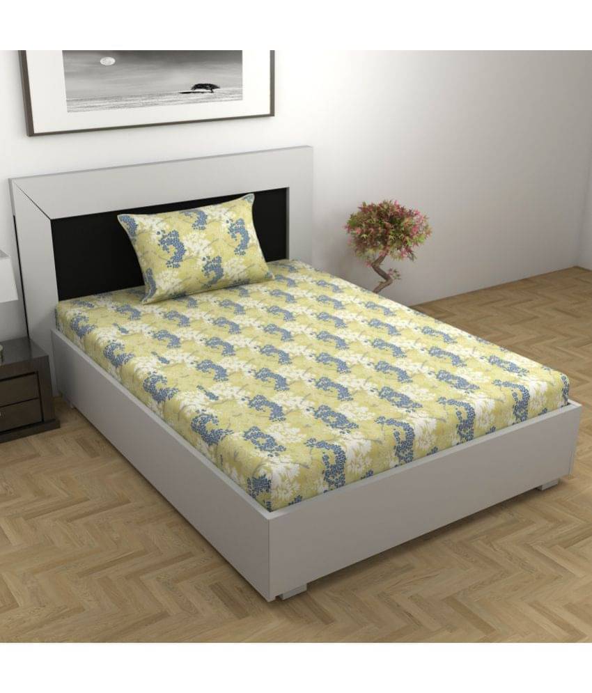     			DIVINE CASA Cotton Single Bedsheet ( Yellow )