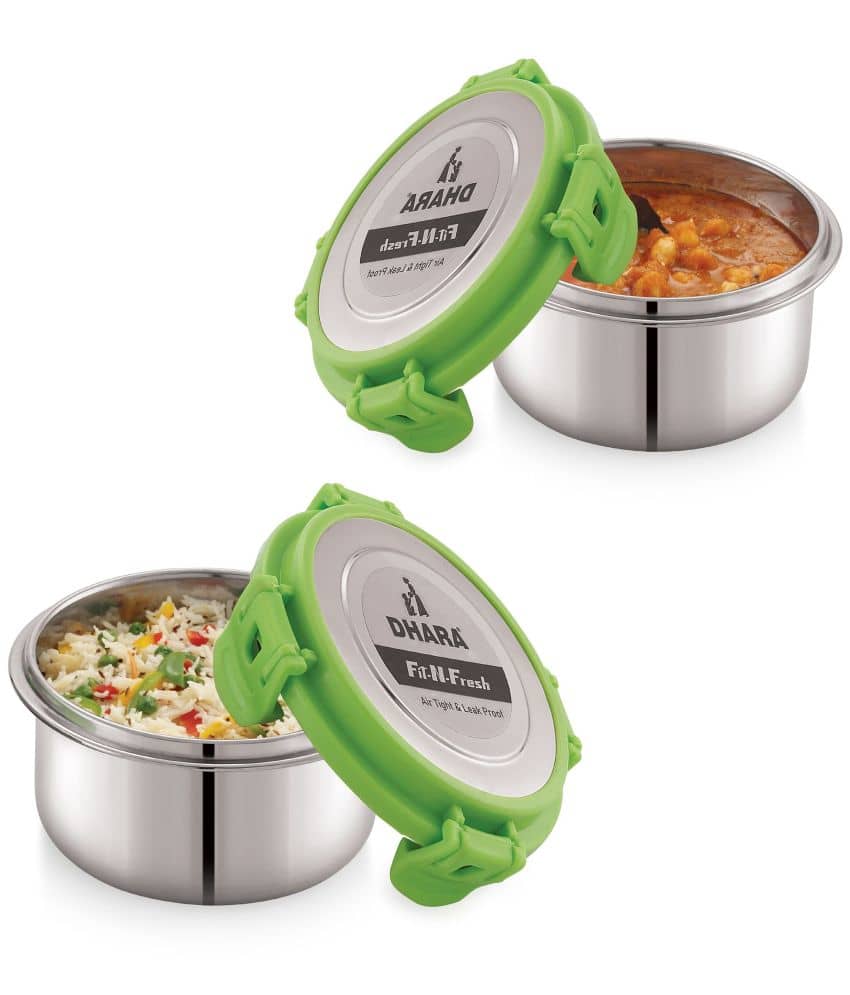 Dhara Stainless Steel Fit-N-Fresh 200ML Stainless Steel Insulated Lunch Box 2 - Container ( Pack of 2 )