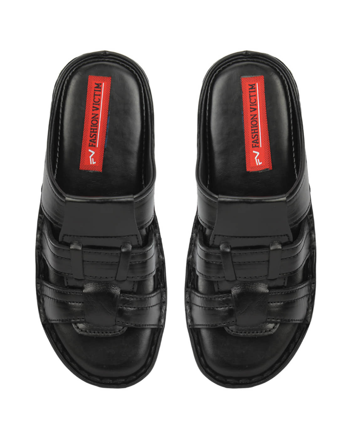 Fashion Victim Black Men's Leather Slipper