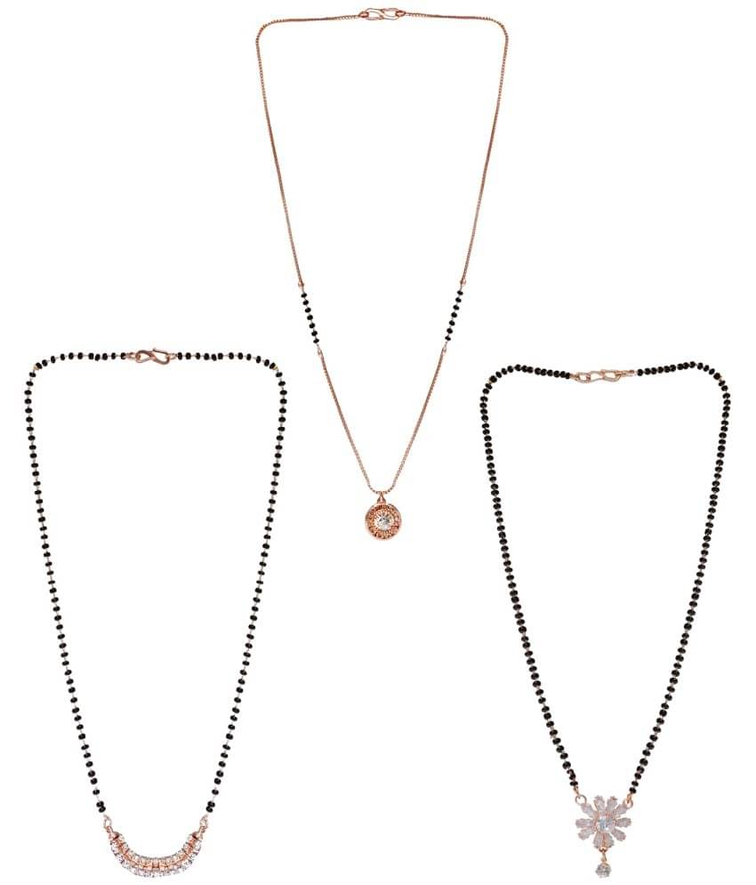     			KRIMO Rose Gold Mangalsutra ( Pack of 3 )