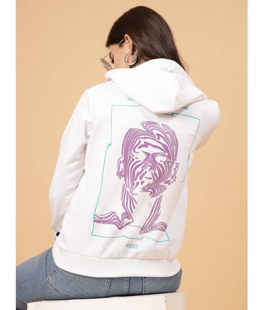     			Rigo Women Fleece Hooded Sweatshirt ( White )