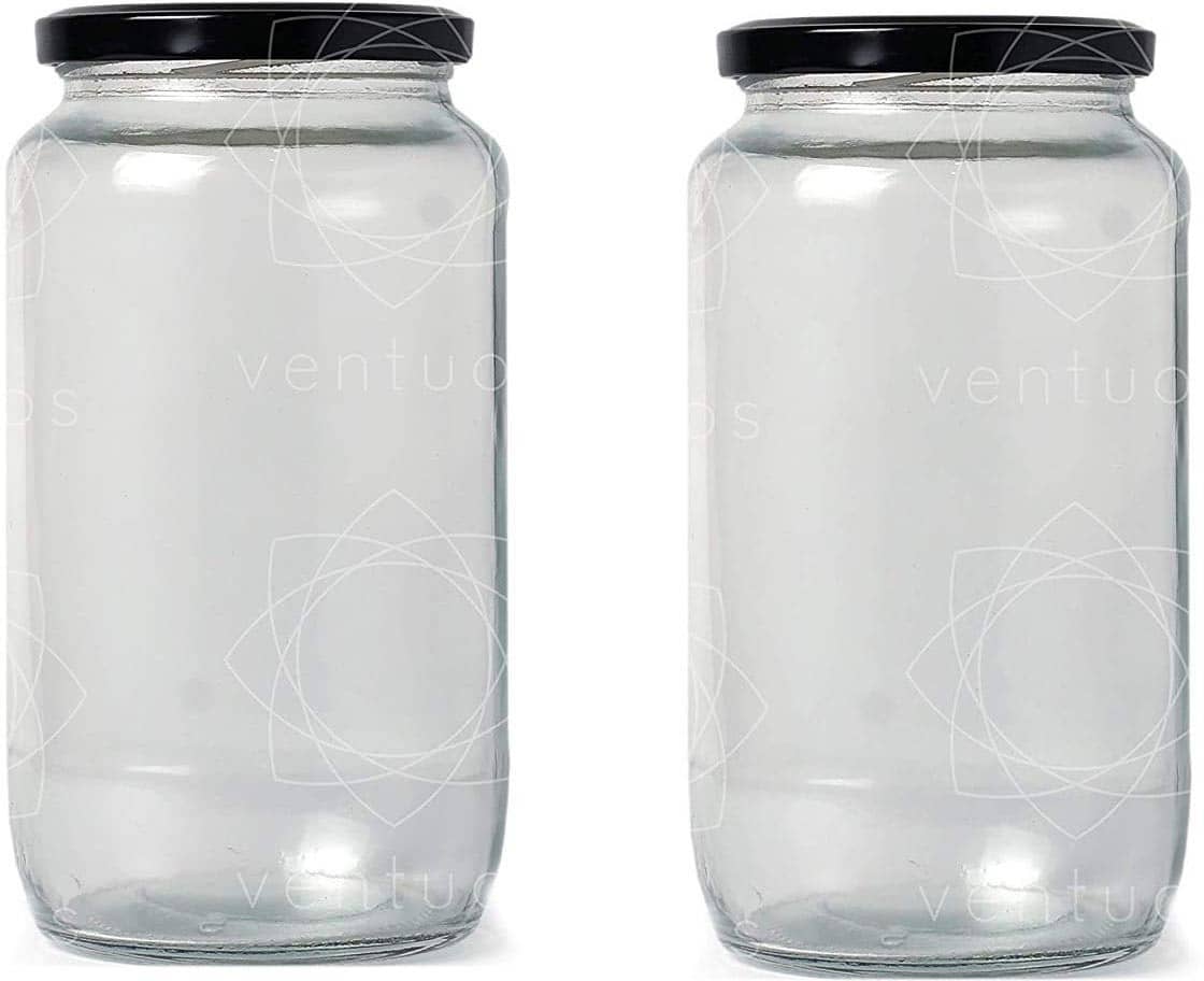 Somil Glass Container Glass Transparent Utility Container ( Set of 2 )