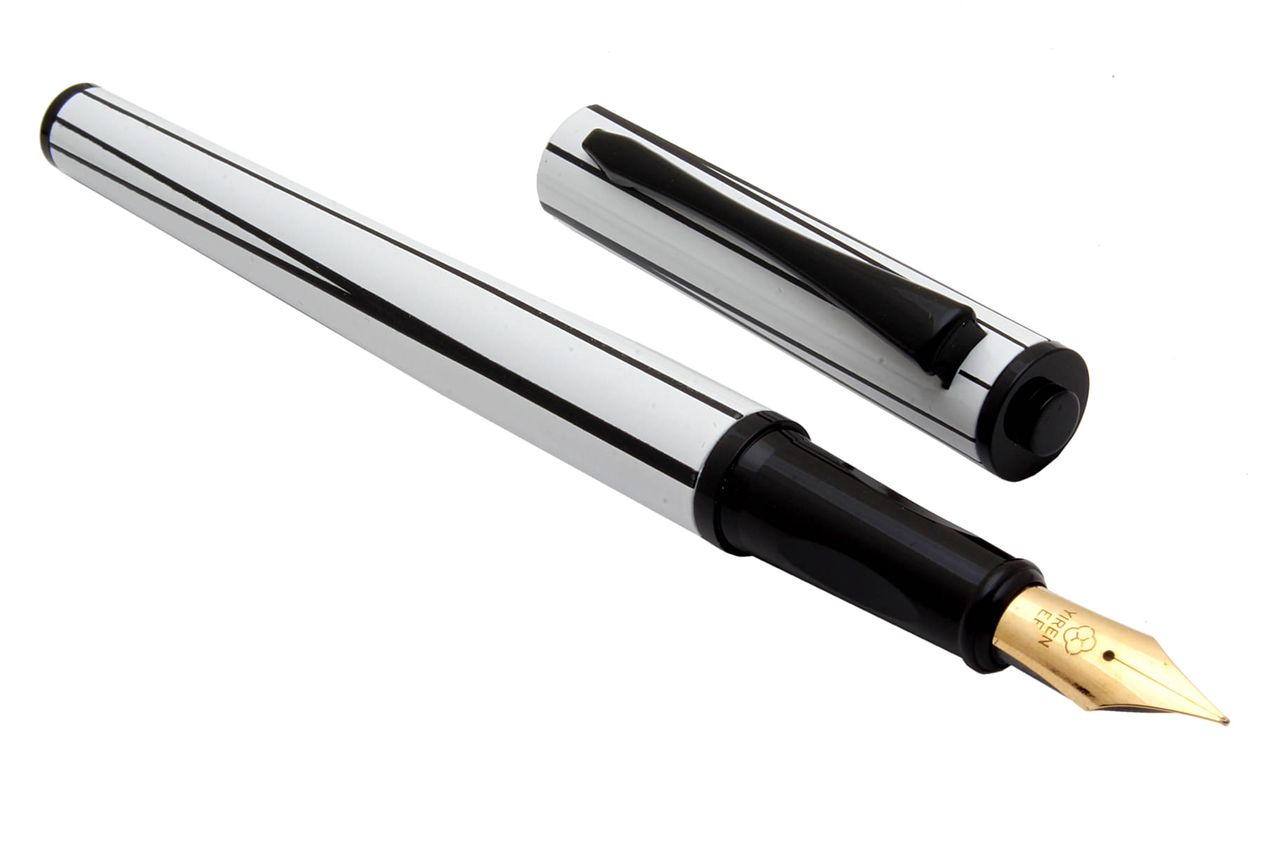    			Srpc Yiren 3953 White Color With Black Spiral Lines Metal Body Fountain Pen With Extra Fine Nib