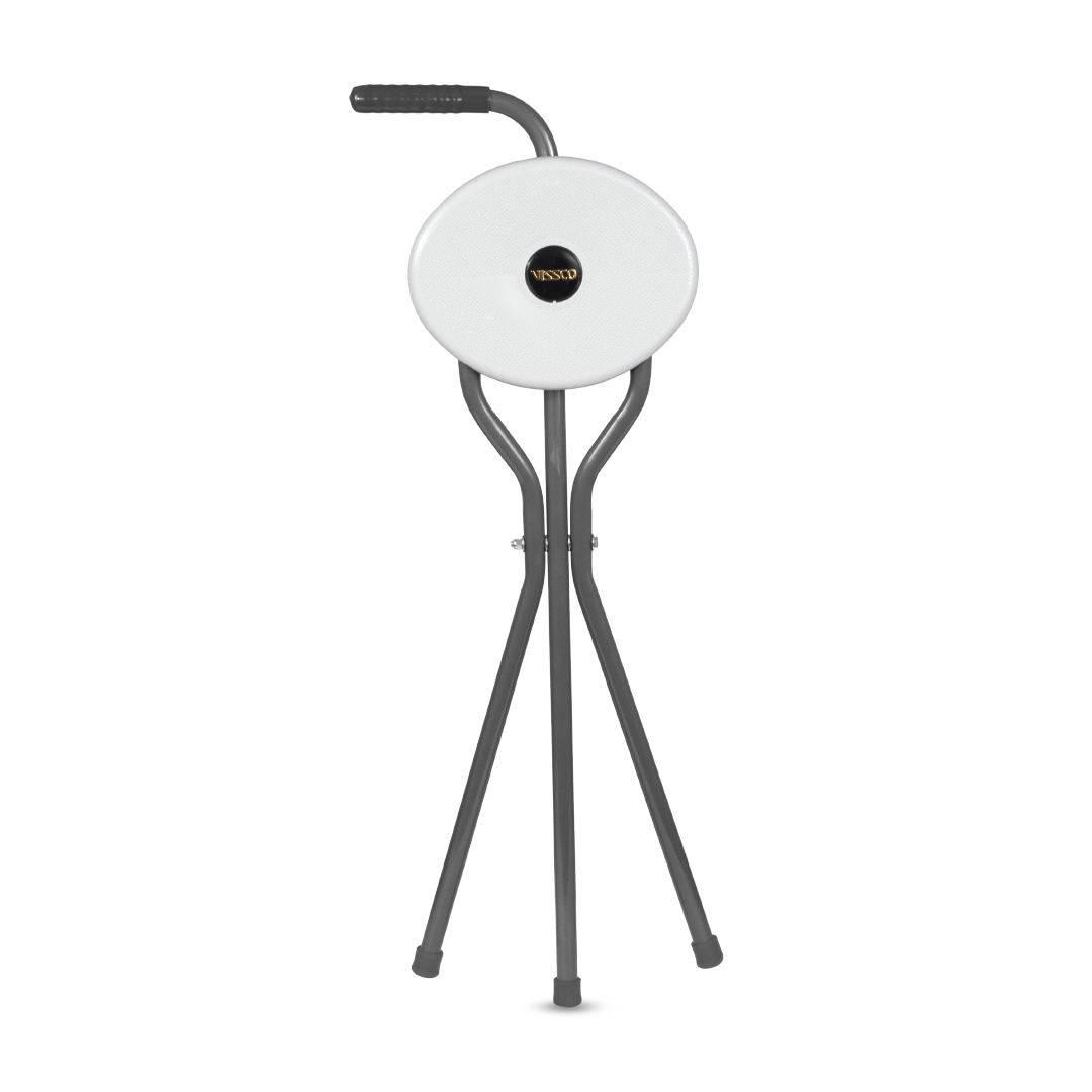     			Vissco Avanti Walking Stick with Seat | L Shaped Handle | Light Weight | Durable Soft Rubber Shoes for better Grip (Grey)