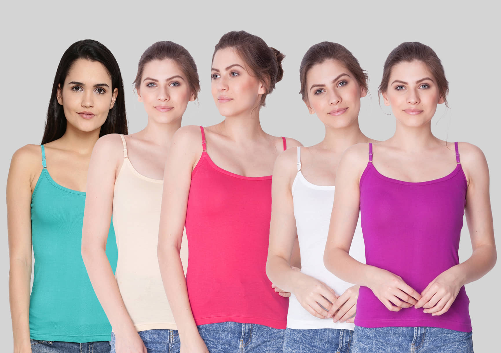 Dollar Missy Cotton Camisoles - Multi Color Pack of 5
