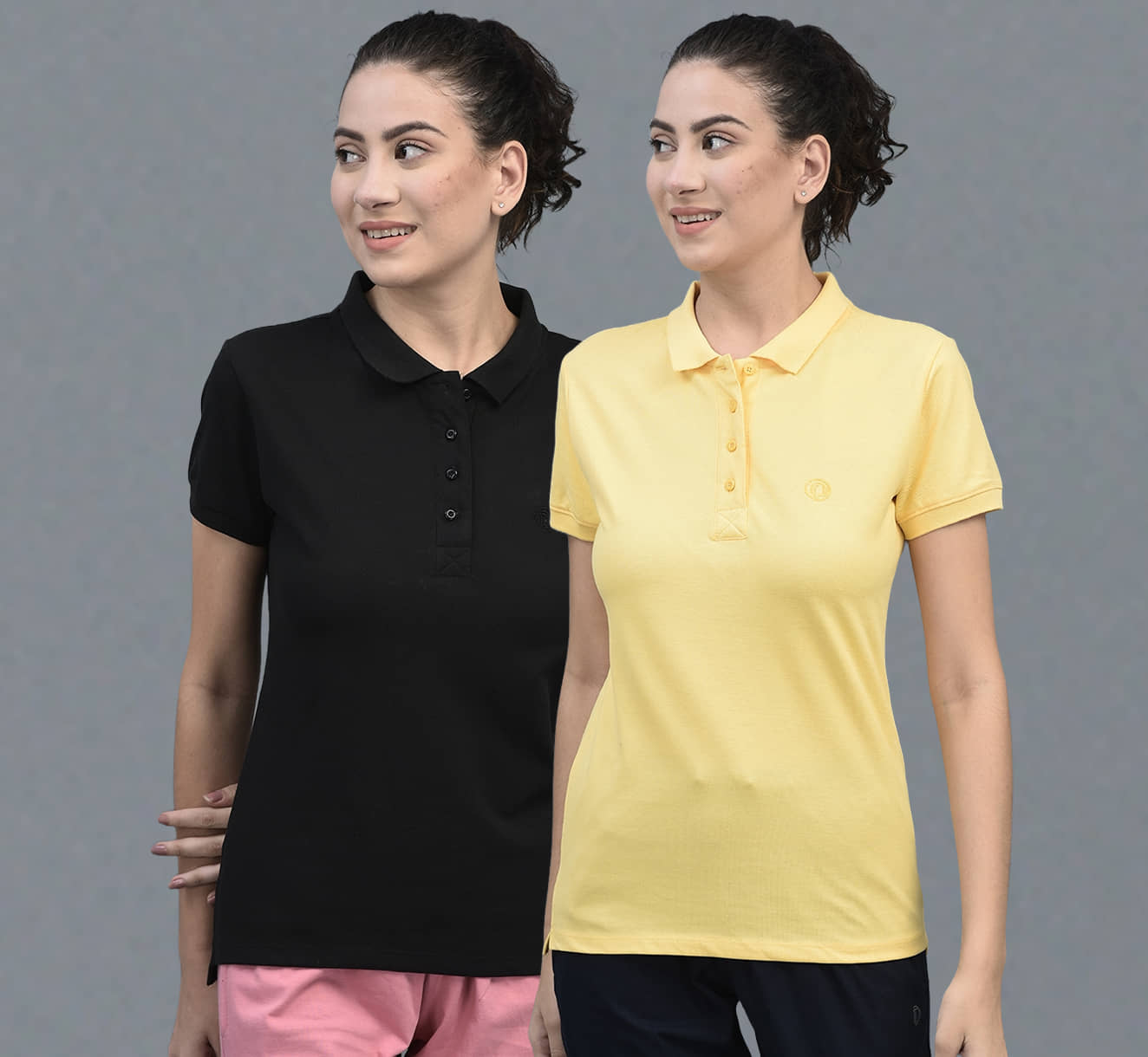 Dollar Women Cotton Blend Solid Regular Fit Polo Collar T-Shirt ( Multicolor )