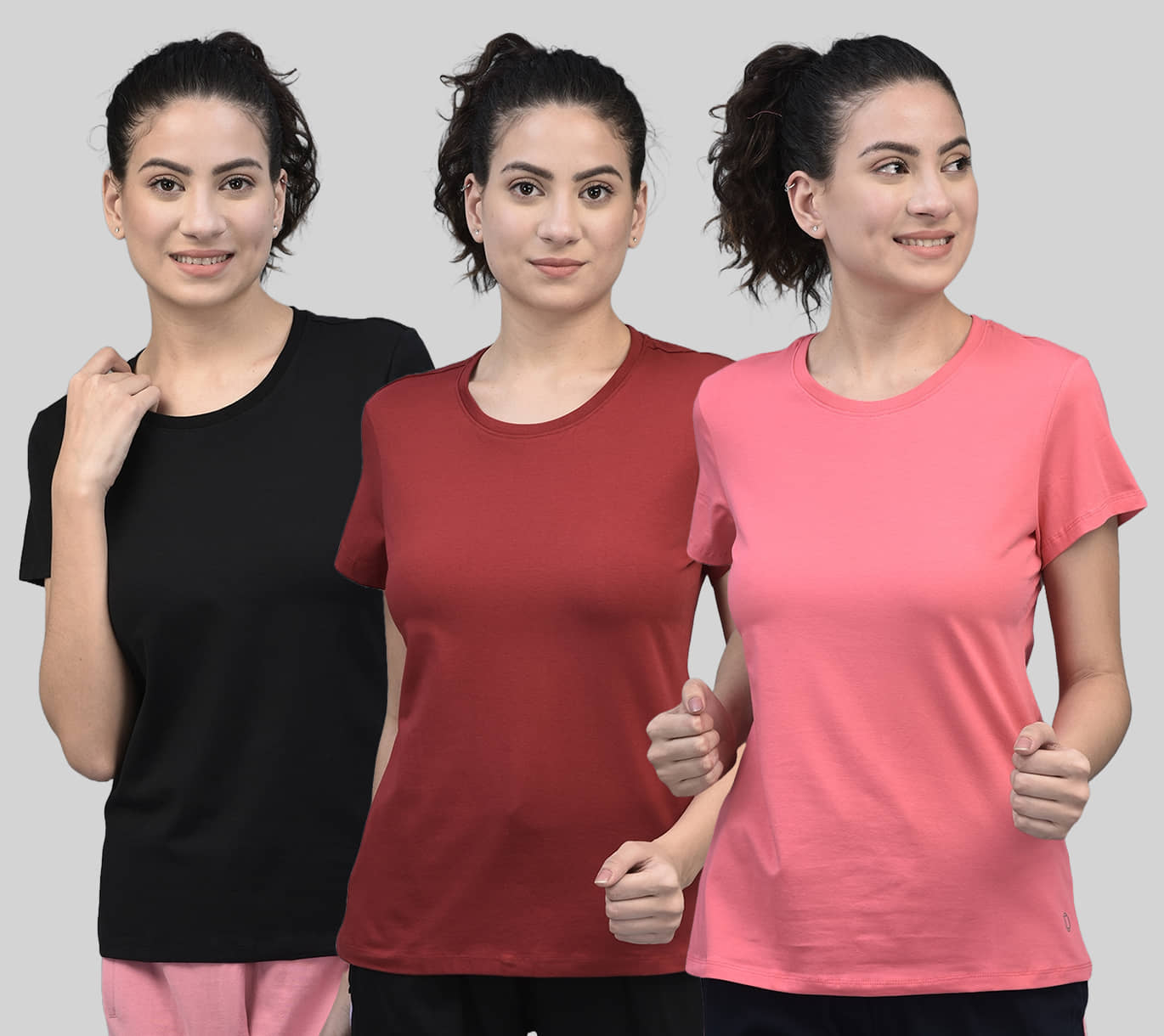 Dollar Women Cotton Blend Solid Regular Fit Round Neck T-Shirt ( Multicolor )