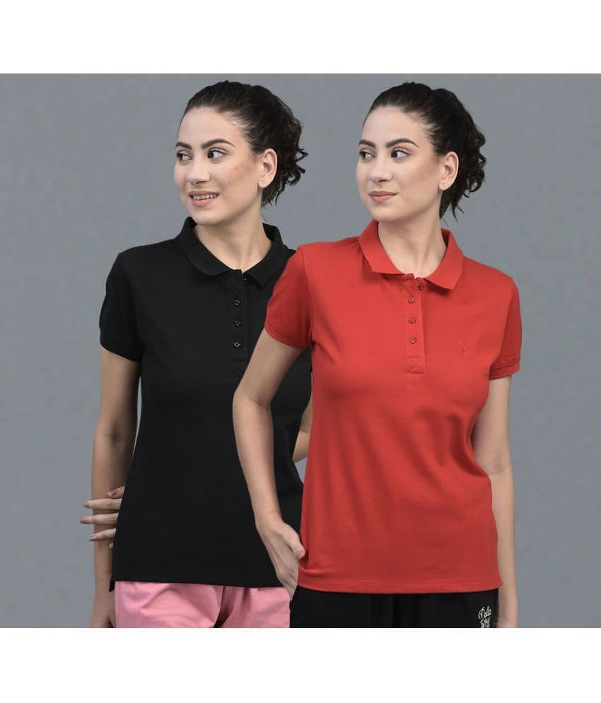 Dollar Women Cotton Blend Solid Regular Fit Polo Collar T-Shirt ( Multicolor )