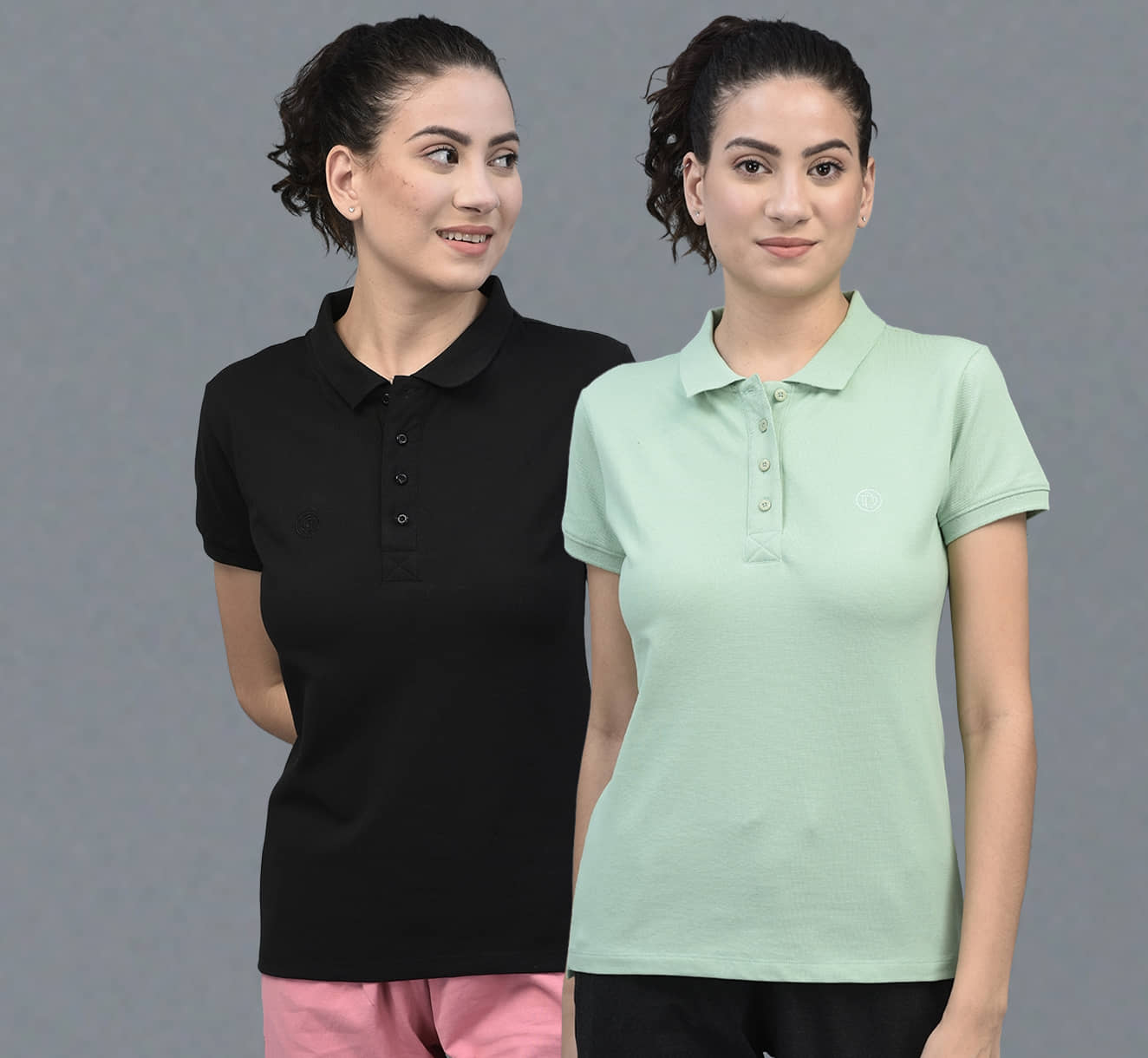 Dollar Women Cotton Blend Solid Regular Fit Polo Collar T-Shirt ( Multicolor )