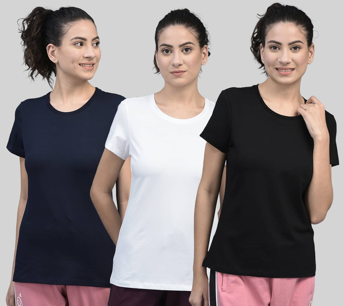 Dollar Women Cotton Blend Solid Regular Fit Round Neck T-Shirt ( Multicolor ) Dollar Women Cotton Blend Solid Regular Fit Round Neck T-Shirt ( Multicolor )