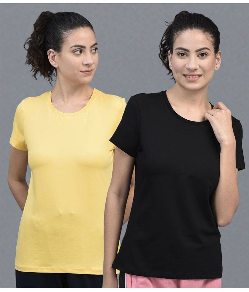 Dollar Women Cotton Blend Solid Regular Fit Round Neck T-Shirt ( Multicolor ) Dollar Women Cotton Blend Solid Regular Fit Round Neck T-Shirt ( Multicolor )