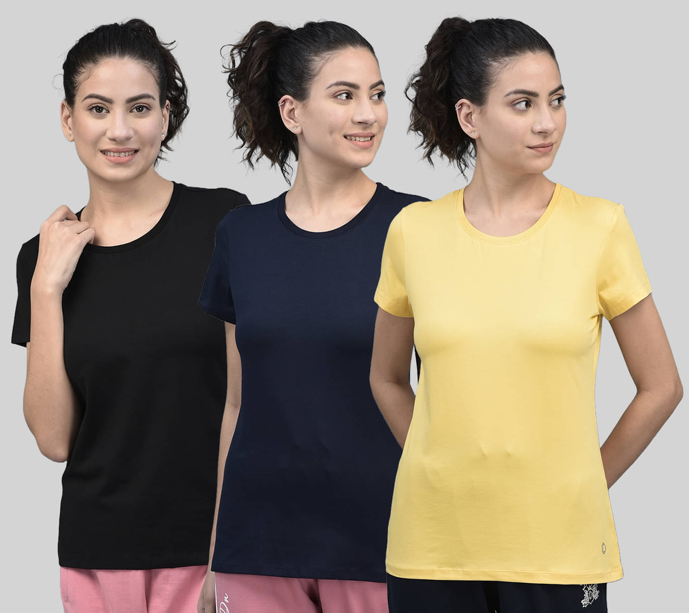 Dollar Women Cotton Blend Solid Regular Fit Round Neck T-Shirt ( Multicolor ) Dollar Women Cotton Blend Solid Regular Fit Round Neck T-Shirt ( Multicolor )