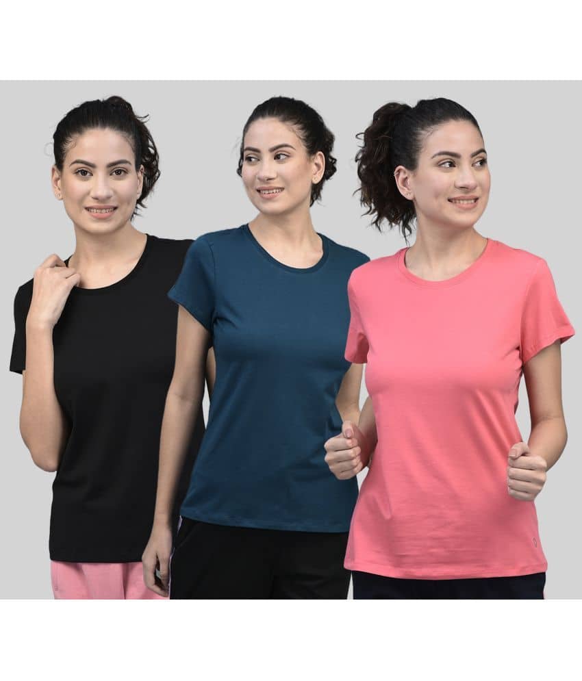 Dollar Women Cotton Blend Solid Regular Fit Round Neck T-Shirt ( Multicolor )