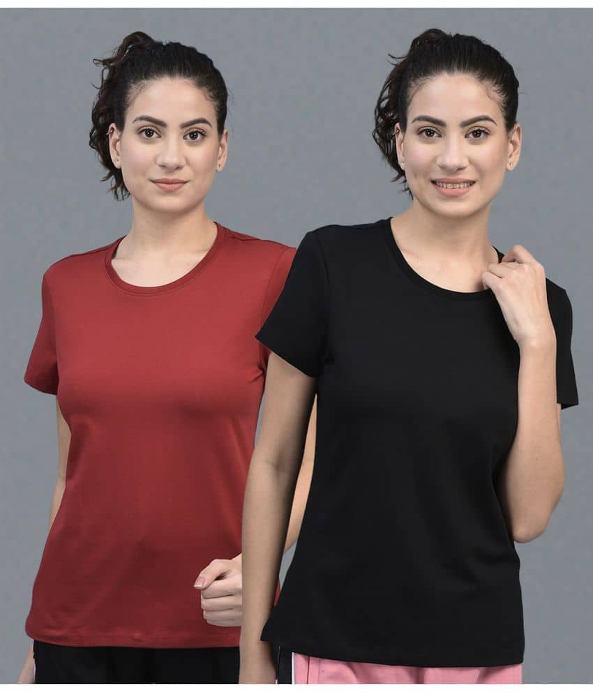 Dollar Women Cotton Blend Solid Regular Fit Round Neck T-Shirt ( Multicolor )