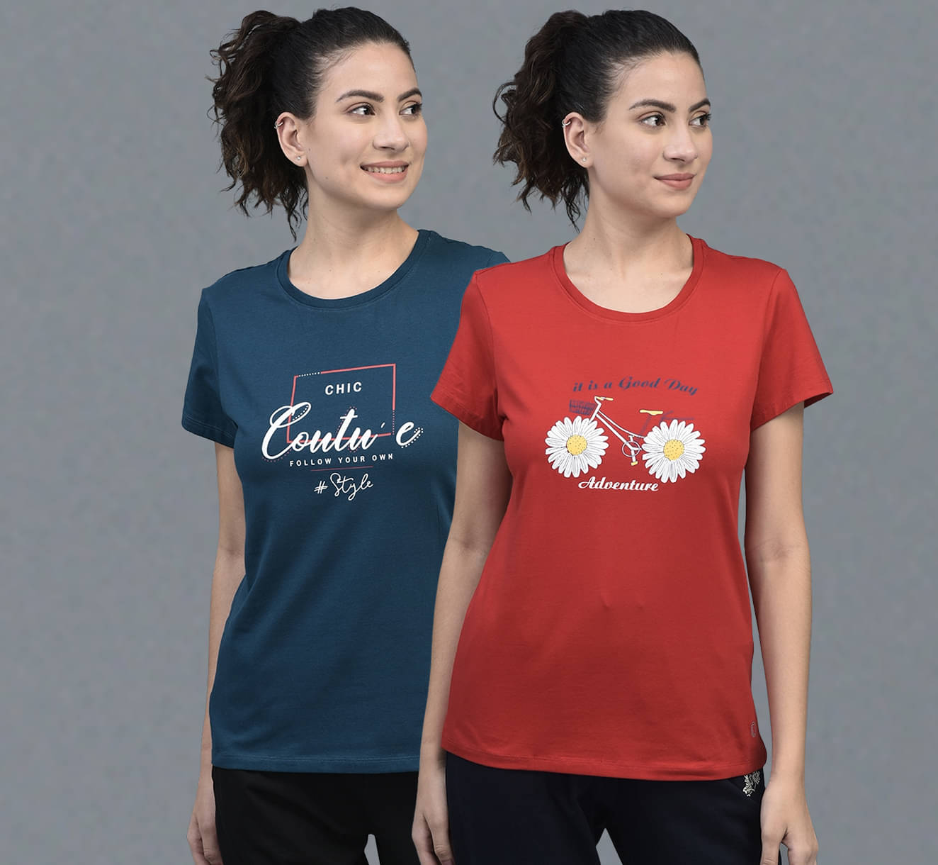    			Dollar Women Cotton Blend Solid Regular Fit Round Neck T-Shirt ( Multicolor )
