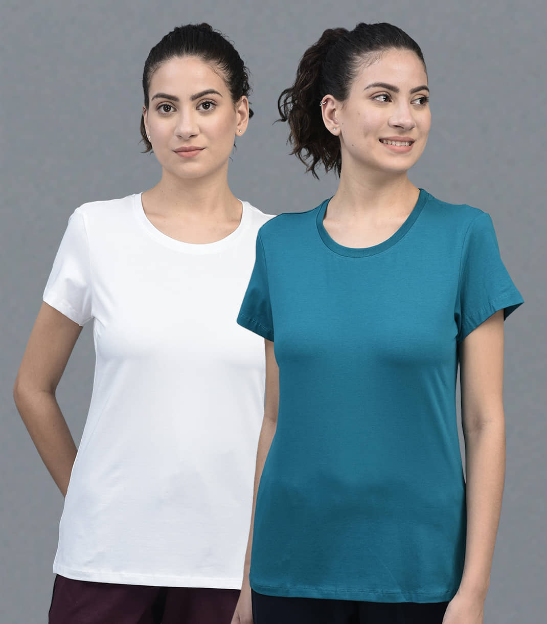 Dollar Women Cotton Blend Solid Regular Fit Round Neck T-Shirt ( Multicolor )