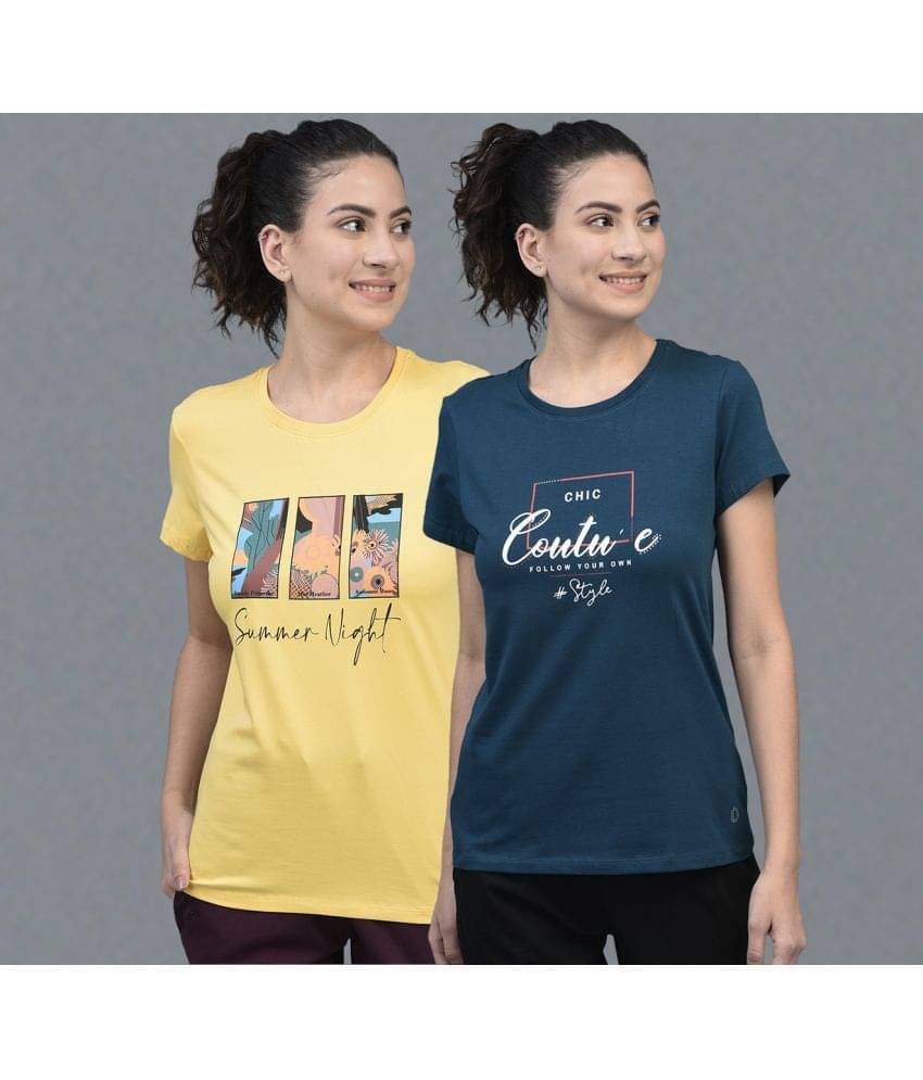     			Dollar Women Cotton Blend Solid Regular Fit Round Neck T-Shirt ( Multicolor )