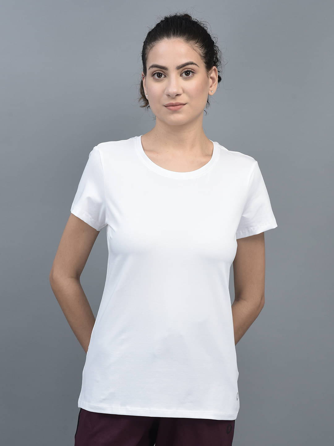 Dollar Women Cotton Blend Solid Regular Fit Round Neck T-Shirt ( White )     			Dollar Women Cotton Blend Solid Regular Fit Round Neck T-Shirt ( White )
