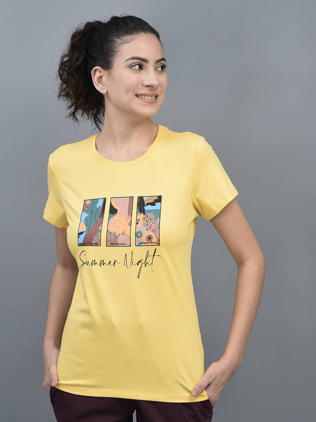 Dollar Women Cotton Blend Solid Regular Fit Round Neck T-Shirt ( Yellow )     			Dollar Women Cotton Blend Solid Regular Fit Round Neck T-Shirt ( Yellow )