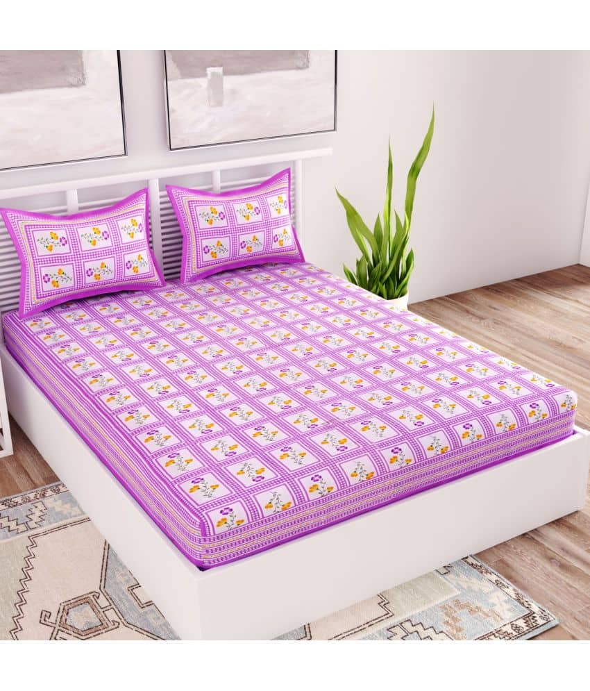 Uniqchoice Cotton 1 Double Bedsheet with 2 Pillow Covers ( Purple )