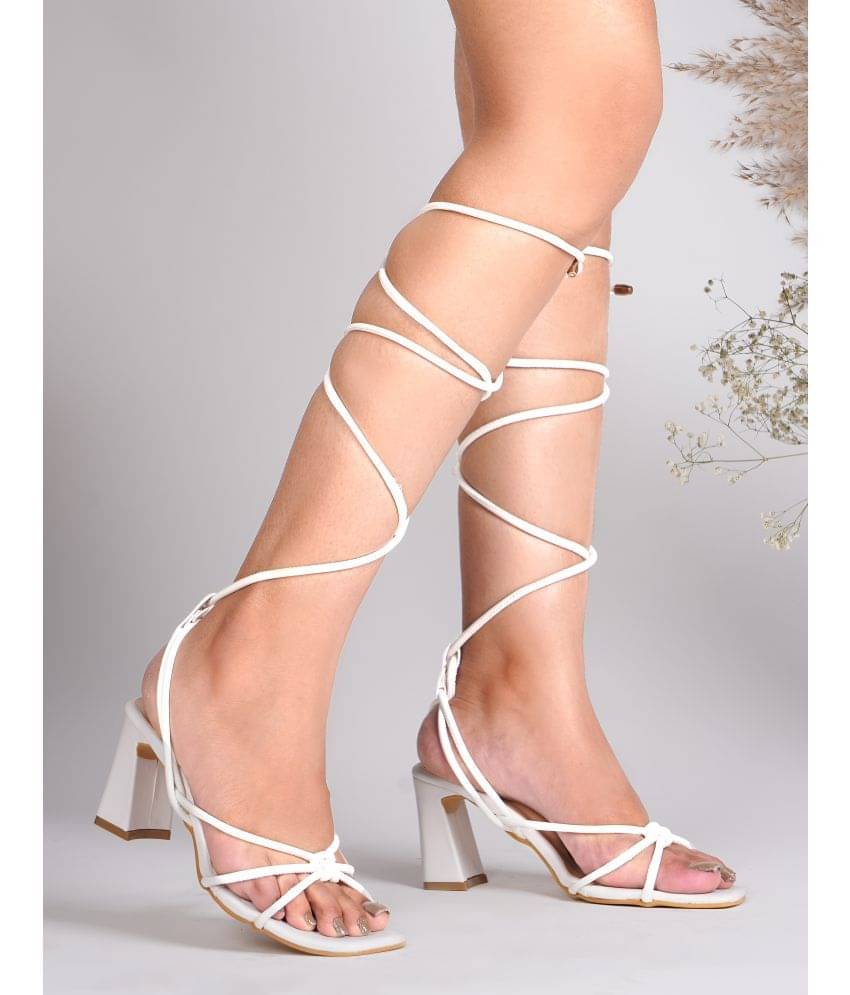 JM Looks White Women's Sandal Heels JM Looks White Women's Sandal Heels