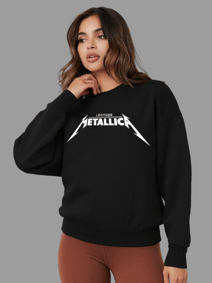 Leotude Fleece Women's Non Hooded Sweatshirt ( Black ) Leotude Fleece Women's Non Hooded Sweatshirt ( Black )