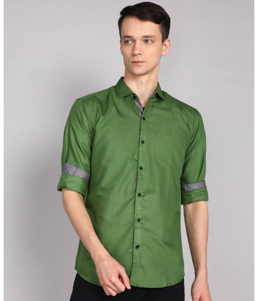     			P&V CREATIONS Cotton Blend Regular Fit Solids Full Sleeves Men's Casual Shirt - Lime Green ( Pack of 1 )