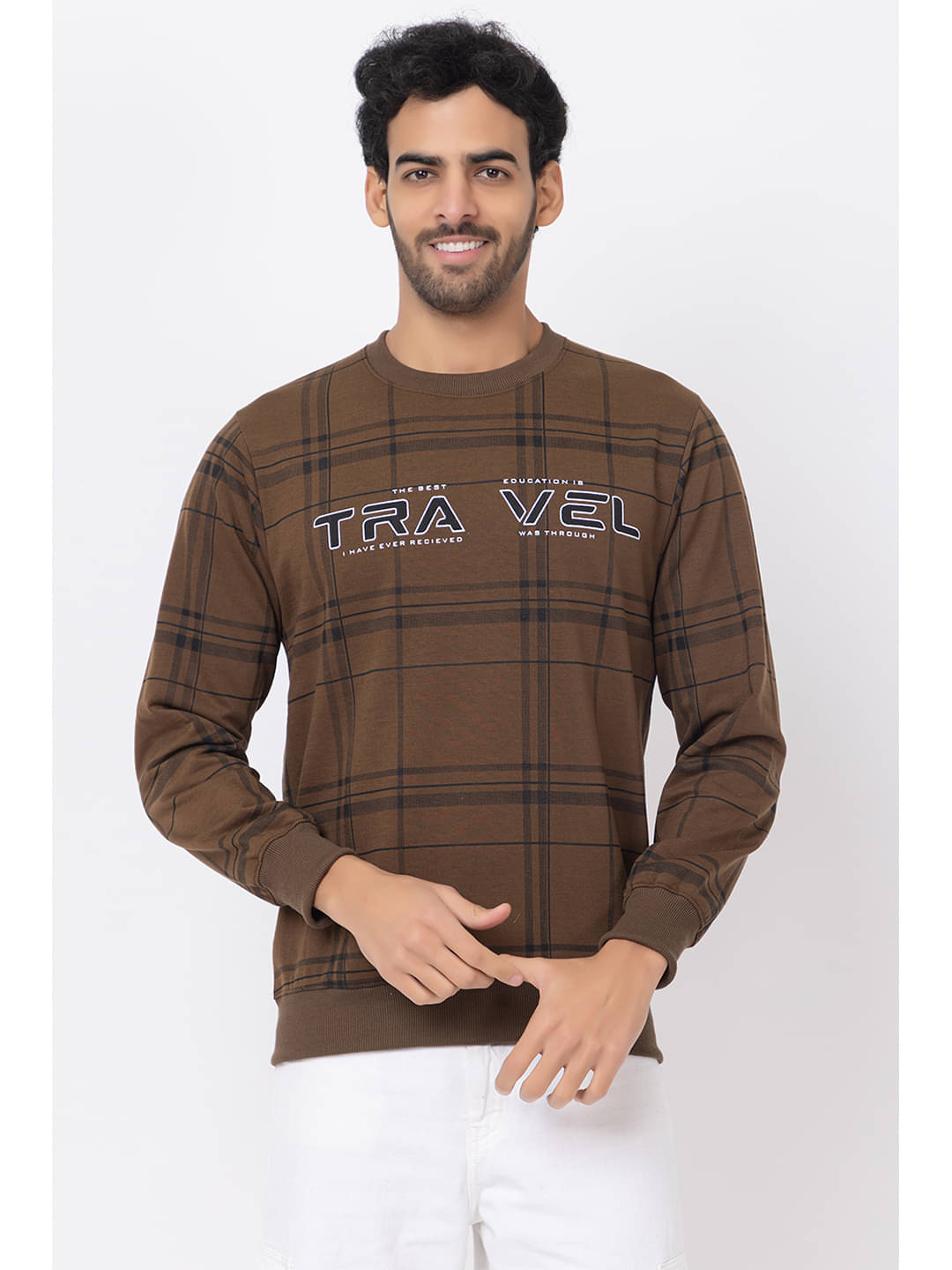     			SEVEN DREAMS Cotton Blend Round Neck Men's Sweatshirt - Brown ( Pack of 1 )