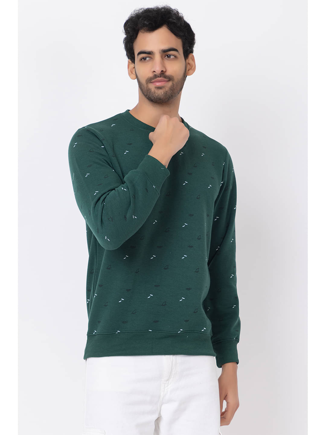    			SEVEN DREAMS Cotton Blend Round Neck Men's Sweatshirt - Green ( Pack of 1 )
