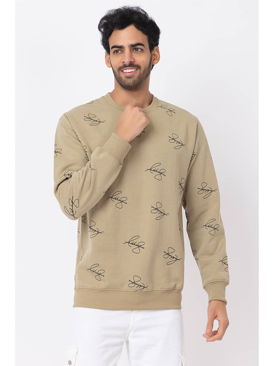 SEVEN DREAMS Cotton Blend Round Neck Men's Sweatshirt - Beige ( Pack of 1 ) SEVEN DREAMS Cotton Blend Round Neck Men's Sweatshirt - Beige ( Pack of 1 )