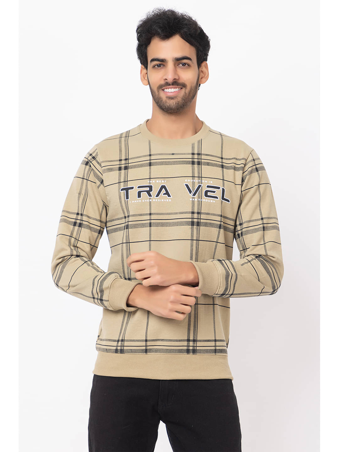 SEVEN DREAMS Cotton Blend Round Neck Men's Sweatshirt - Beige ( Pack of 1 )     			SEVEN DREAMS Cotton Blend Round Neck Men's Sweatshirt - Beige ( Pack of 1 )